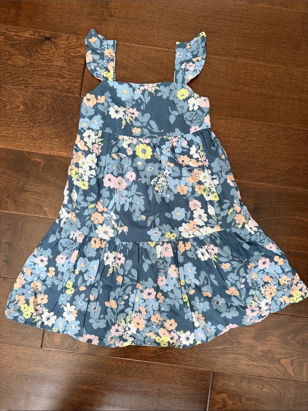GAP Kids Blue Floral Tiered Sundress with Ruffle Straps